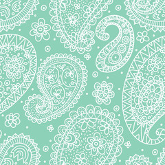 Retro motif with paisley. Vector seamless pattern.