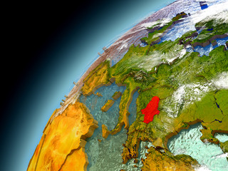 Serbia from orbit of model Earth