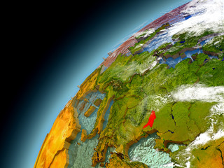 Fototapeta premium Moldova from orbit of model Earth
