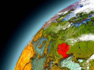 Fototapeta premium Romania from orbit of model Earth