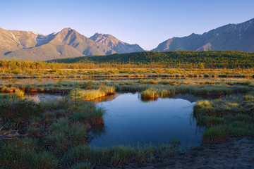 Early morning in the Baikal ridge in the north of Lake Baikal