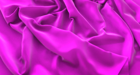 Purple Flag Ruffled Beautifully Waving Macro Close-Up Shot 3D Rendering