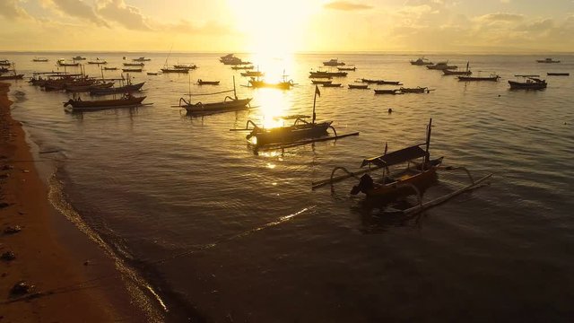 Sunrise on the beach with ocean view and huge waves. Aerial view. Bali Indonesia. beach in bali indonesia. bird eye, Aerial view beach sea bali, indonesia.