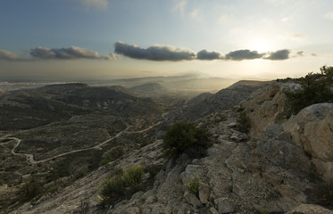 Sunset in the mountains of Elche.