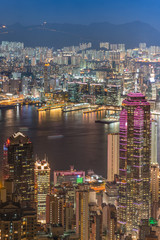 City and Harbour at Night - Victoria Harbour, Hong Kong