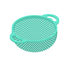 Colander isolated isometry. Pastafarianism cap. Cooking utensils