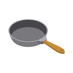 Frying pan isolated isometry. Fry dishes on white background