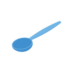 Blue Spoon isolated isometry. Cutlery on white background
