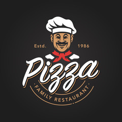Pizza Vector Emblem - obrazy, fototapety, plakaty