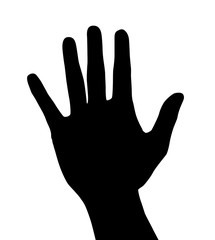 Black silhouette of human hand isolated on white background - vector illustration
