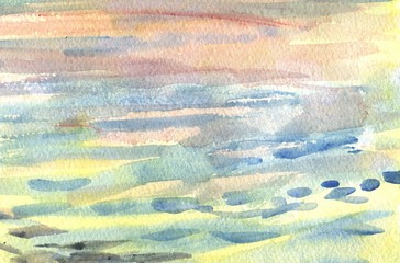 watercolor background, water, waves