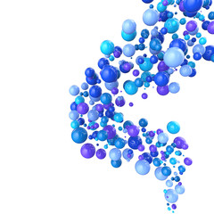 Light blue balls wavy vertical flow