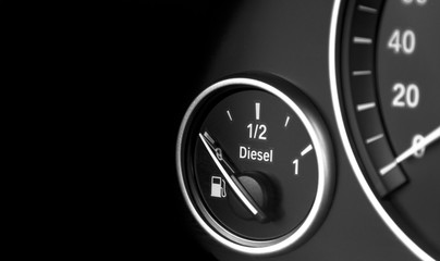 Naklejka premium close up of a modern car interior dashboard details