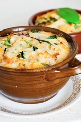 Vegetarian salty pie with spinach and bear garlic.