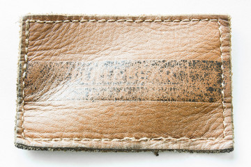 Blank leather jeans label, isolated