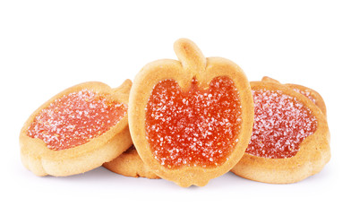 Cookies with fruit jelly, isolated on a white background