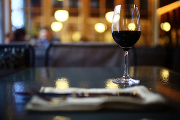 decoration of the table in the Italian restaurant