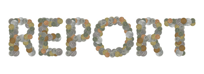 REPORT – Coins on white background