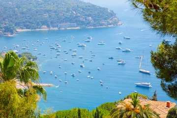 Fotobehang Villefranche-sur-Mer, Franse Riviera Prachtig bovenaanzicht van de baai Cote d& 39 Azur