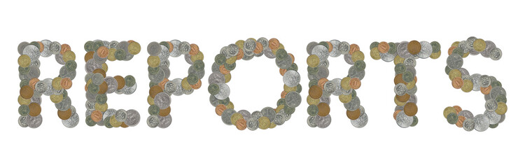 REPORTS – Coins on white background