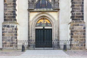 Photo sur Plexiglas Monument artistique porte de l& 39 église / Porte avec thèses de l& 39 église du château de la ville de Luther Wittenberg