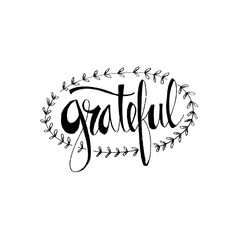 Gratelful hand lettering calligraphy.
