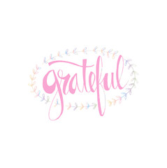 Gratelful hand lettering calligraphy.