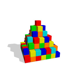 Pyramid from toy building blocks. Vector colorful illustration.