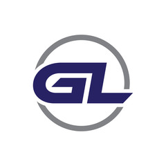 gl initial letter logo with circle blue color