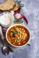 Meat soup with beans