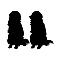 Black silhouettes of dogs on a white background