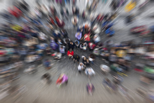 Crowd Of People From Above