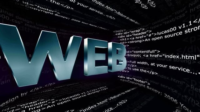 WEB Text Animation and Html Code Room, Rendering, Background, Loop, 4k
