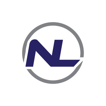 nl initial letter logo with circle blue color
