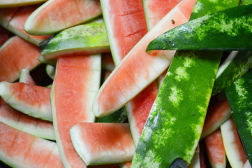 Watermelons rind flesh was eaten out.