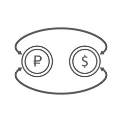 Simple Business and  Finance Vector Flat Icon. Currency exchange between dollar and rubles. Line art style icon. 
