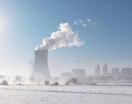 Coal-fired power plant in winter