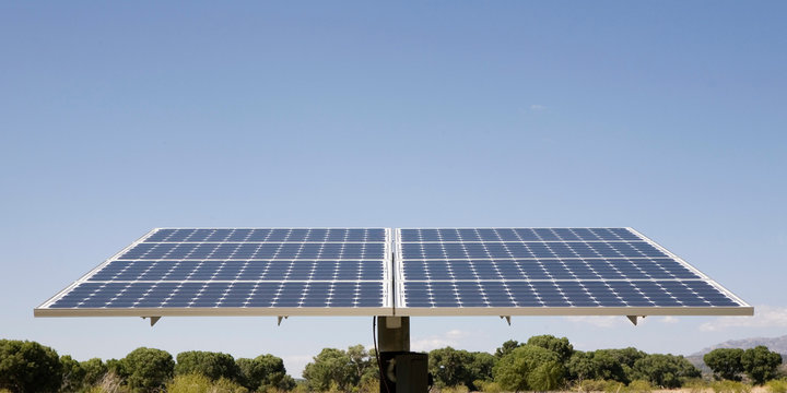 Photovoltaic panels tilted to sun