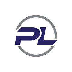 pl initial letter logo with circle blue color
