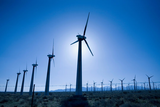 Wind turbines generating electricity