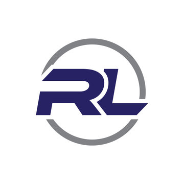 rl initial letter logo with circle blue color
