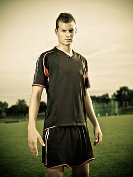 Young football player portrait