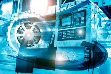 machine control panel CNC with abstract graphical interface covered above