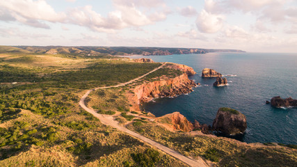 Beautiful cliffs on west coast of Portugal near Carrapateira, Rota Vicentina. © vitfedotov