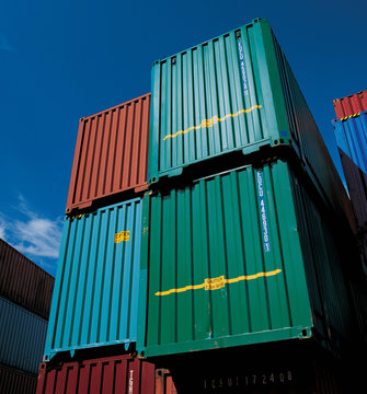 Shipping containers in shipyard
