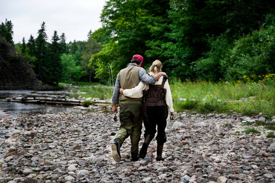 Fisher couple at  Margaree River, Cape Breton Island, Nova Scotia