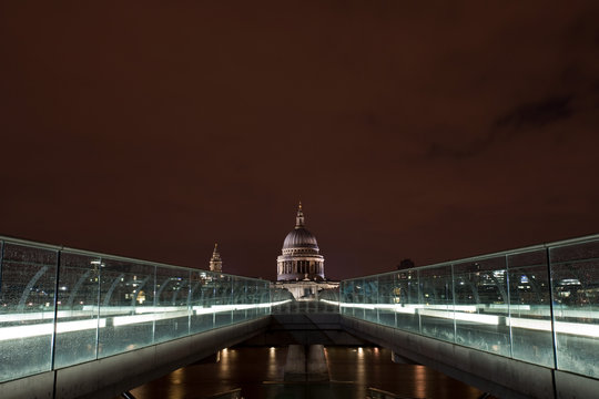 Millennium Bridge towards St Paul's Cathedral, London, UK