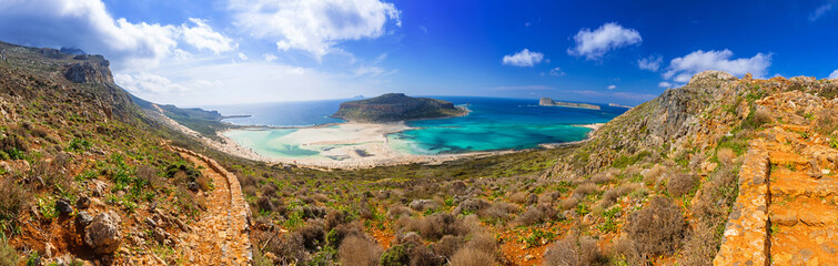 Panorama of Balos beach on Crete, Greece