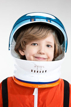 Boy dressed up as astronaut