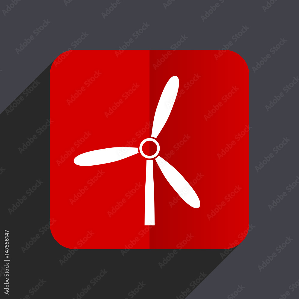 Poster Windmill flat design white and red vector web icon on gray background with shadow in eps10.